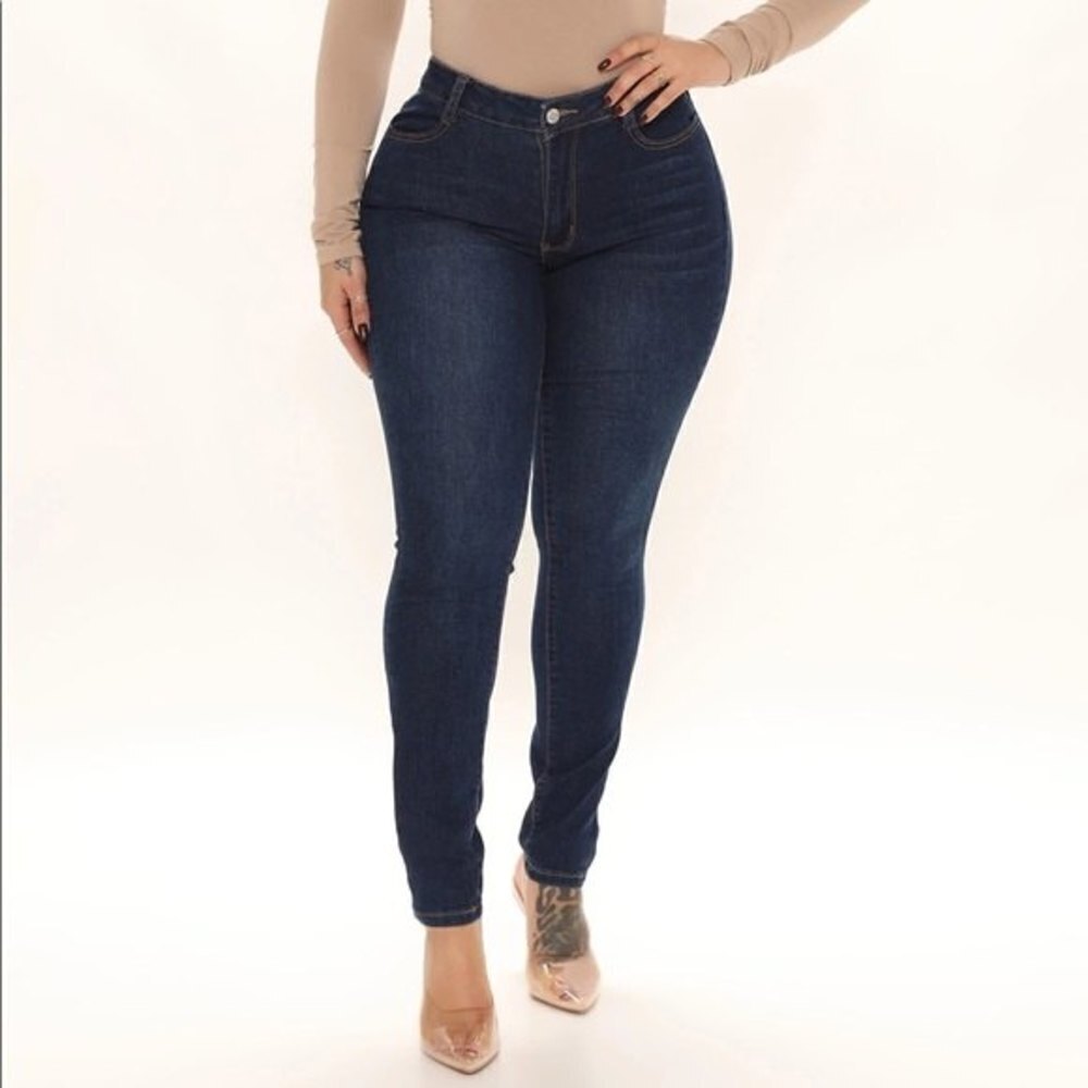 Fashion Nova High Rise Skinny Jeans Dark Wash Denim Stretchy Womens Size 3 / 4